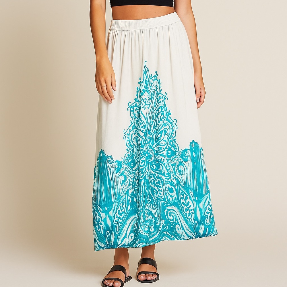 Soft Surroundings Sz‎ MP Skirt Teal Sheer Lined